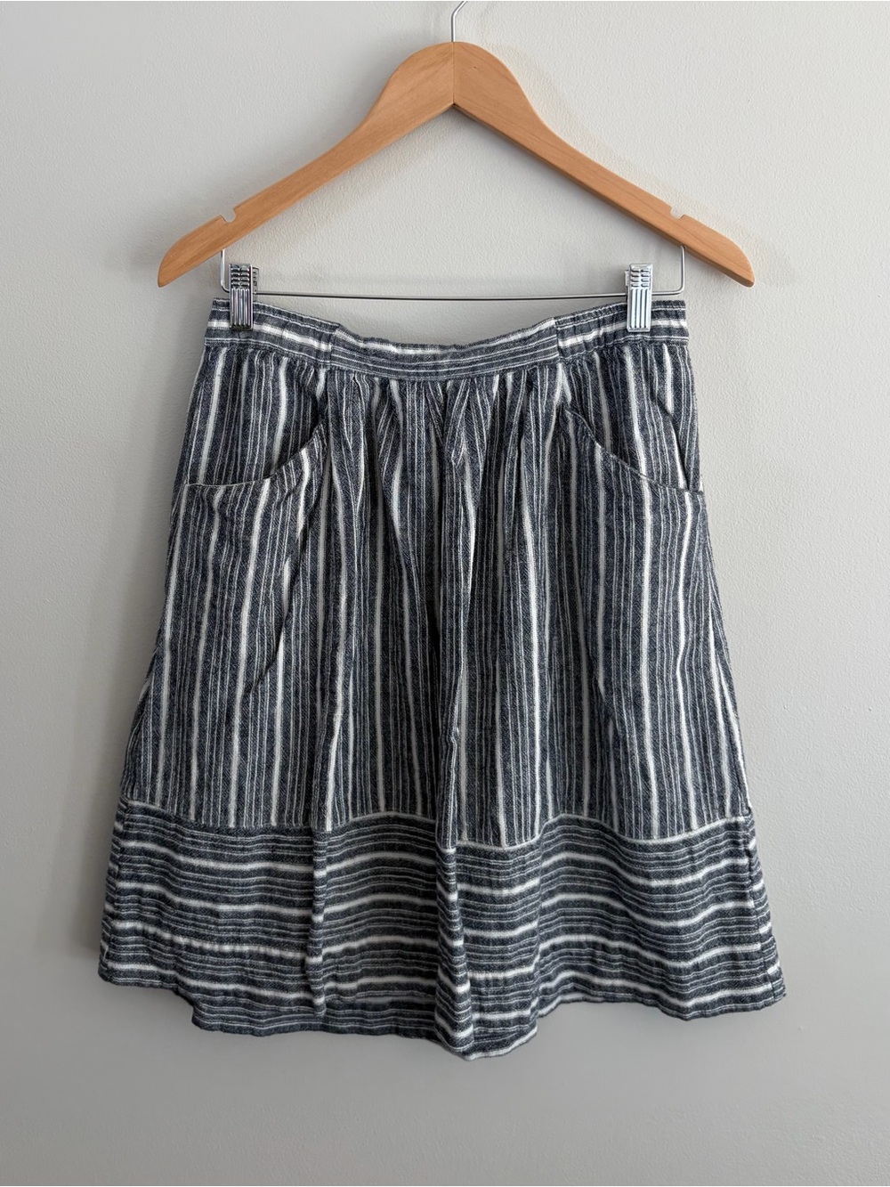 Joe Fresh Black and White Striped A-Line Skirt